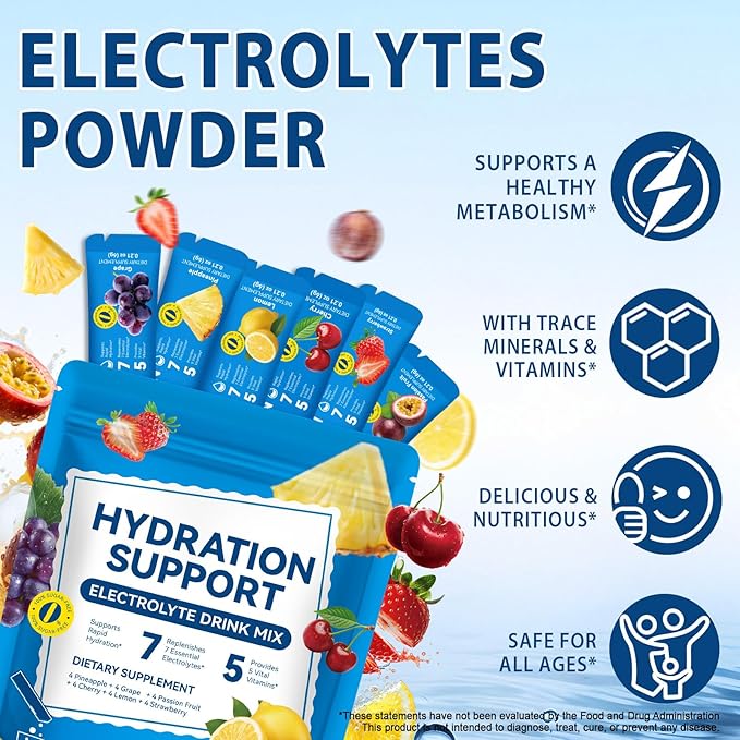 Electrolyte Powder Drink Mix, 7 Essential Electrolytes Hydration Drink - Image 2