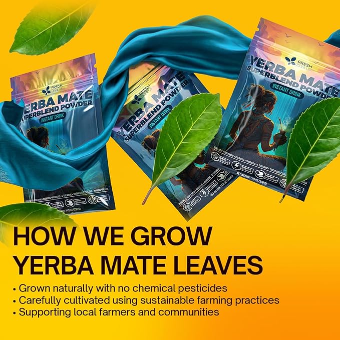 FreshDrinkUS, Premium 6.35oz Yerba Mate Super Blend Powder – Plant-Based - Image 5