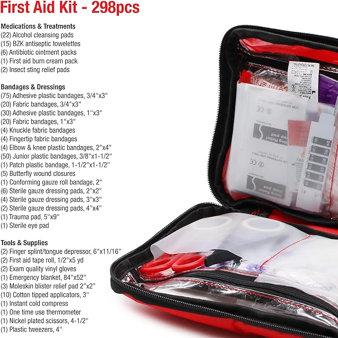 DMI 298-Piece Complete Emergency First Aid Kit, Treats Pain, Scrapes & Burns - Image 2