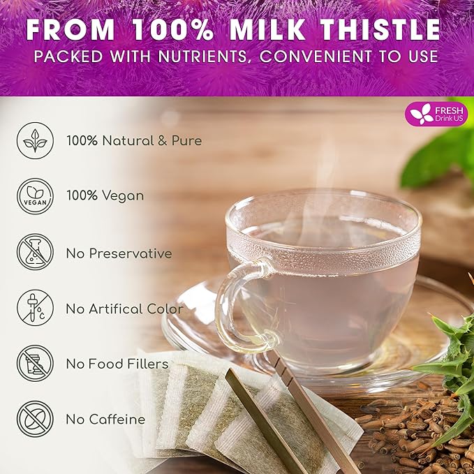 FreshDrinkUS, Premium 205 Milk Thistle Tea Bags, 100% Natural & Pure from Milk - Image 4