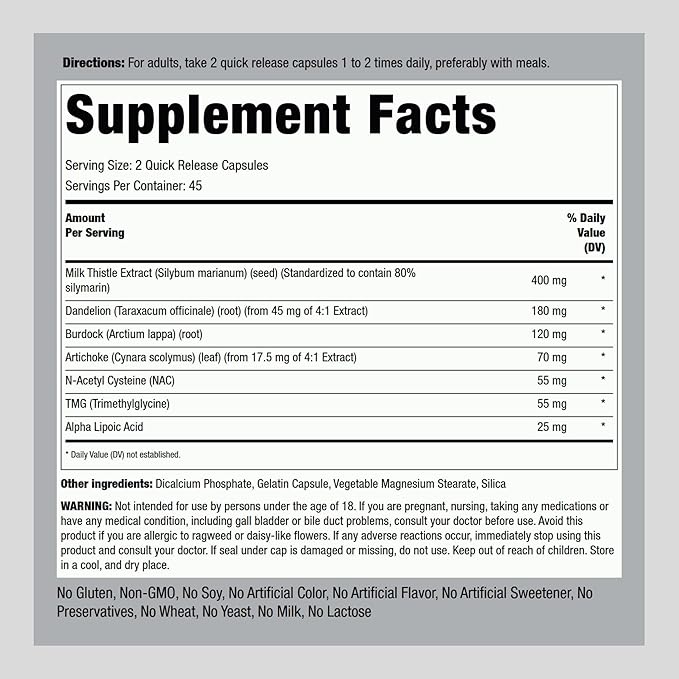 Piping Rock Liver Cleanse Complex | 90 Capsules | Liver Care Support Formula | - Image 2