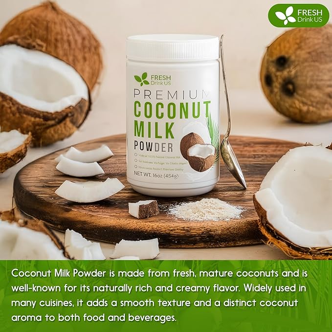 FreshDrinkUS, Coconut Milk Powder 16oz – Creamy & Rich Coconut Flavor – Great - Image 9