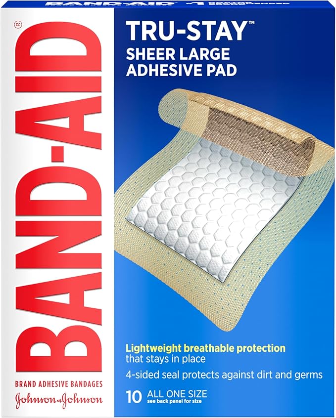 Band-Aid Brand Tru-Stay Adhesive Pads, Large Sterile Sheer Bandages by BAND-AID%C2%AEBrand