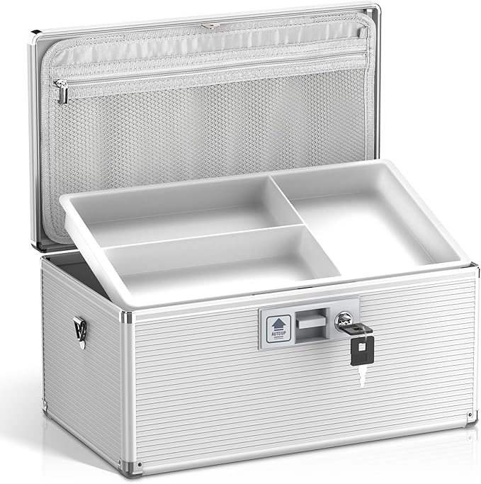 Medicine Lock Box with Key, Alluminum Alloy Box by Lockbako