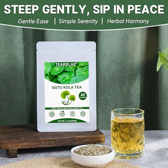 TEARELAE - Gotu Kola Tea Bags - 40 Count - 100% Pure Cut & Sifted Centella - Image 5