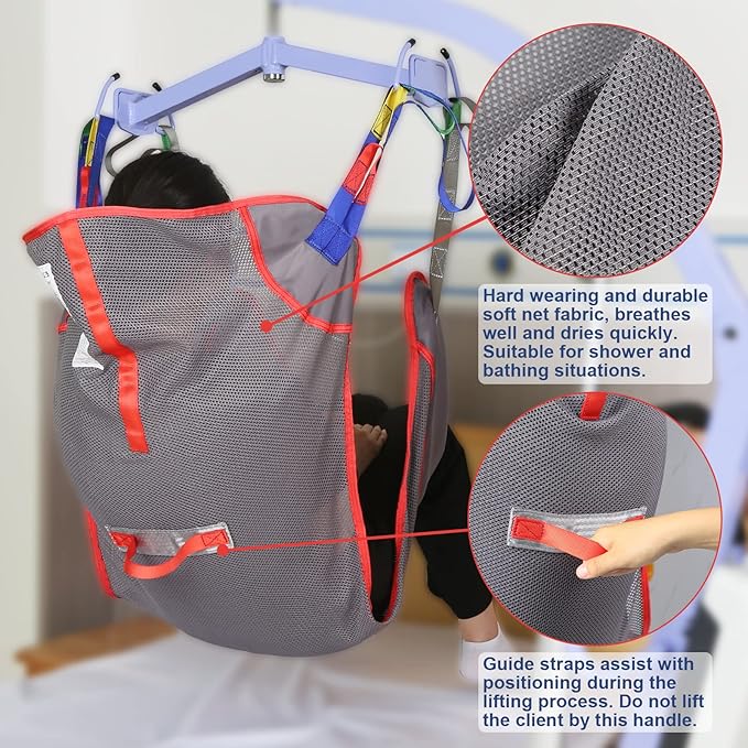 Universal Full Body Patient Lift Sling, Mesh U-Shape Transfer Sling - Image 5