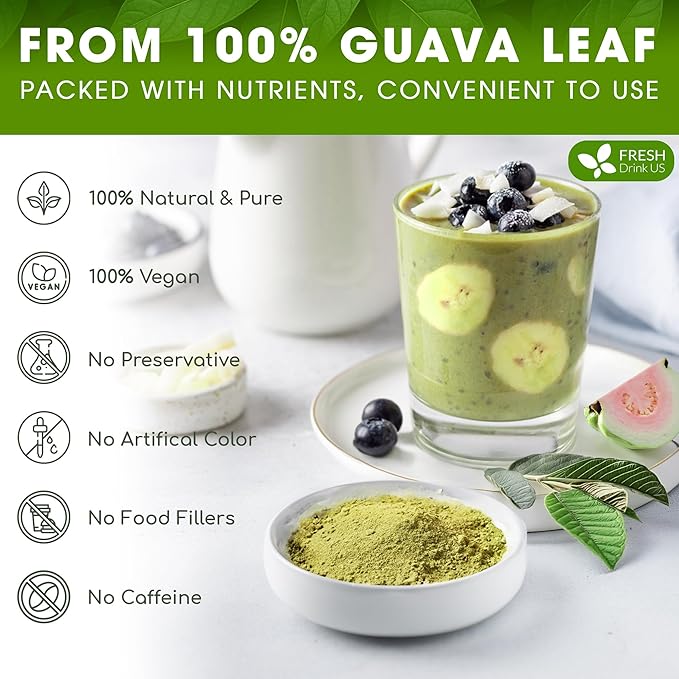FreshDrinkUS, Premium 4.5oz Guava Leaf Powder, 100% Natural & Pure from Leaves - Image 3