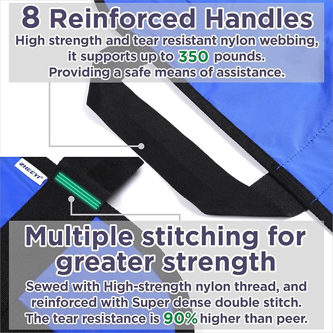 Positioning Bed Pad with Reinforced Handles 2 Pack 43" x 36" Patient Transfer - Image 3