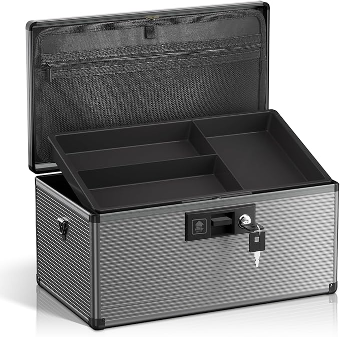 Medicine Lock Box with Key, Alluminum Alloy Box by Lockbako