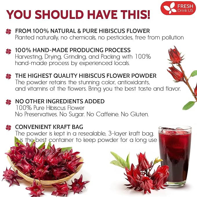 FreshDrinkUS, Premium 40oz Hibiscus Flower Powder, 100% Natural and Pure from - Image 3