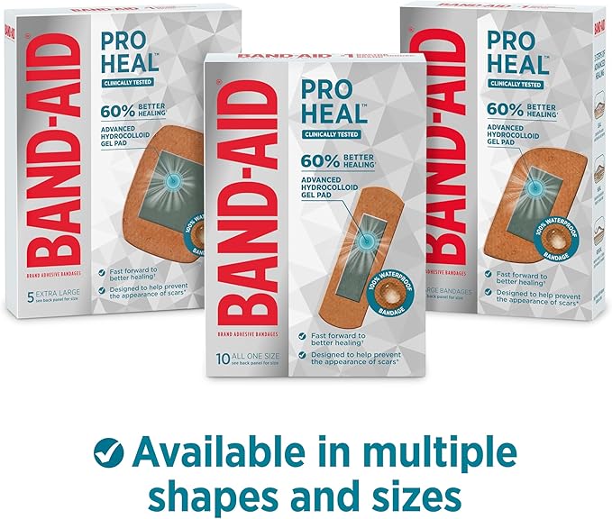 BAND-AID Brand Pro Heal Adhesive Waterproof Bandages, Hydrocolloid Gel Patch - Image 6