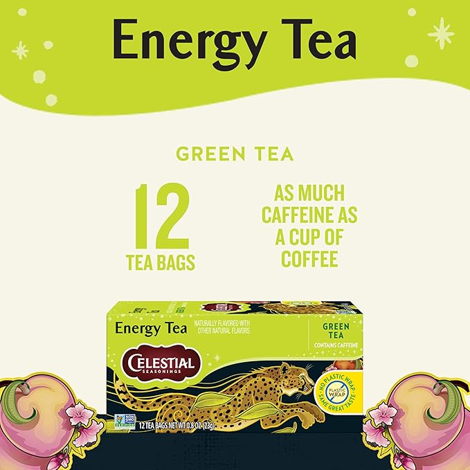 Celestial Seasonings Energy Green Tea, Caffeinated, 12 Tea Bags Box - Image 2