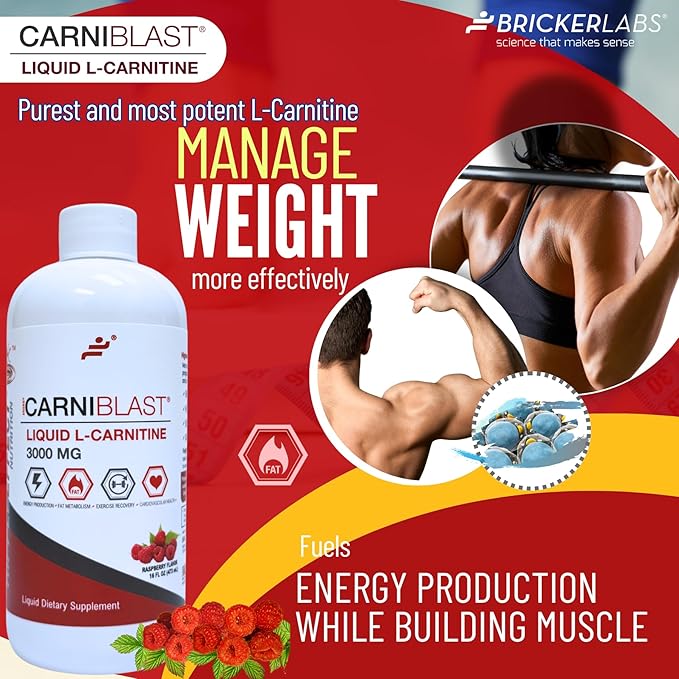 Bricker Labs CARNIBLAST Liquid L-Carnitine 3000mg, Premium L Carnitine Carnipure - Image 4