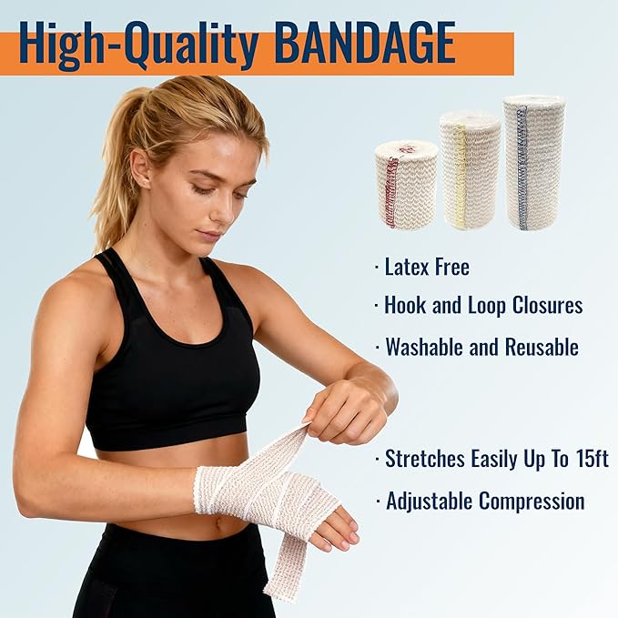 Elastic Bandage Wrap, 6 Pack（2×2", 2×4"） Compression Bandage - Image 4