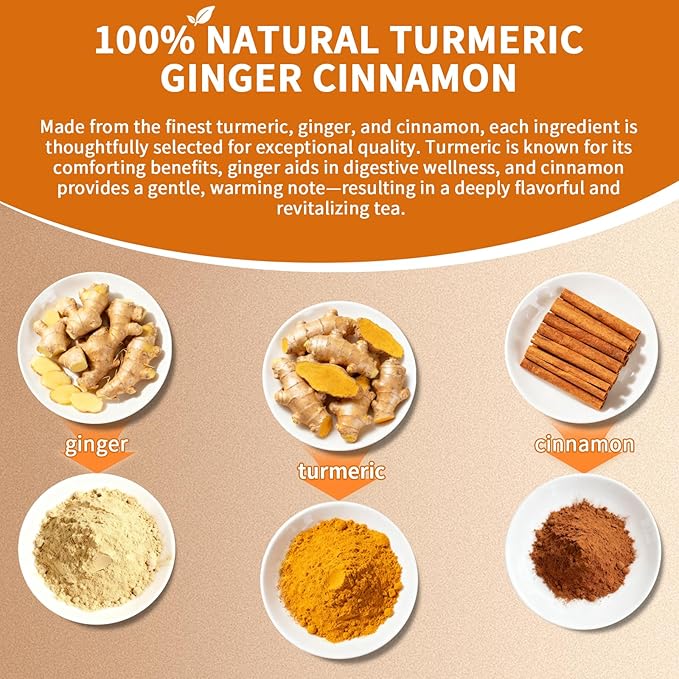 Satolchea Turmeric Ginger Cinnamon Tea Bags | 150 Tea Bags | 100% Natural - Image 2