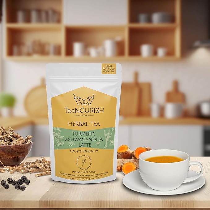TeaNOURISH Turmeric Ashwagandha Latte | Golden Milk Powder | Authentic Indian - Image 4