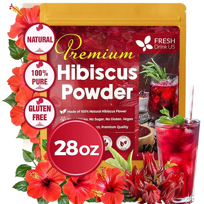 FreshDrinkUS, Premium 28oz Hibiscus Flower Powder, 100% Natural and Pure from by NaturalandPremiumHerbalTea