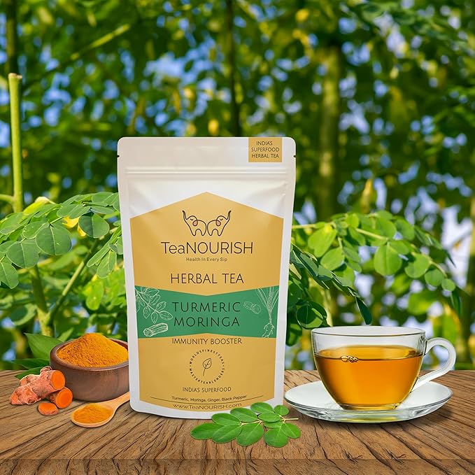 TeaNOURISH Turmeric Moringa Herbal Tea | Blend of Indian Superfoods Turmeric - Image 3