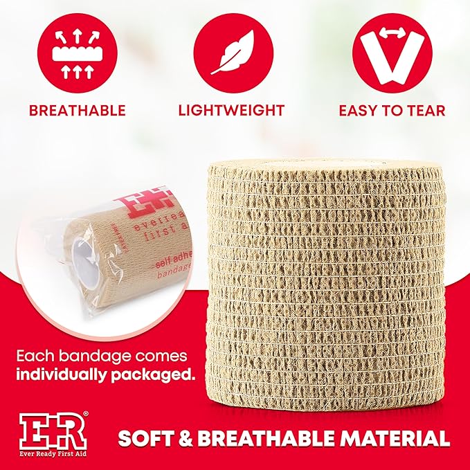 Ever Ready First Aid Self Adherent Cohesive Wrap Bandages, 2” x 5 Yards - Image 5