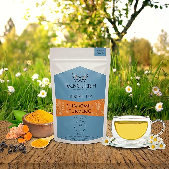 TeaNOURISH Chamomile Turmeric Herbal Tea | Calming and Relaxing | Chamomile - Image 4