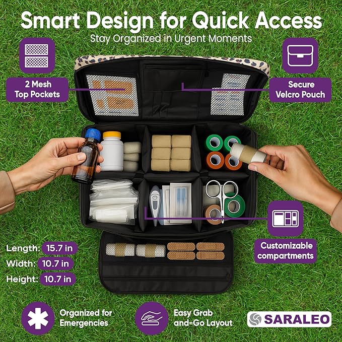 SARALEO Leopard Medical Bag Organizer Empty – Home Health Nurse Bag | Medical - Image 3