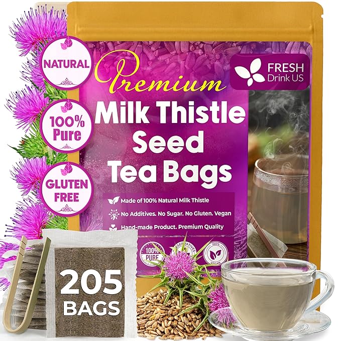 FreshDrinkUS, Premium 205 Milk Thistle Tea Bags, 100% Natural & Pure from Milk by NaturalandPremiumHerbalTea