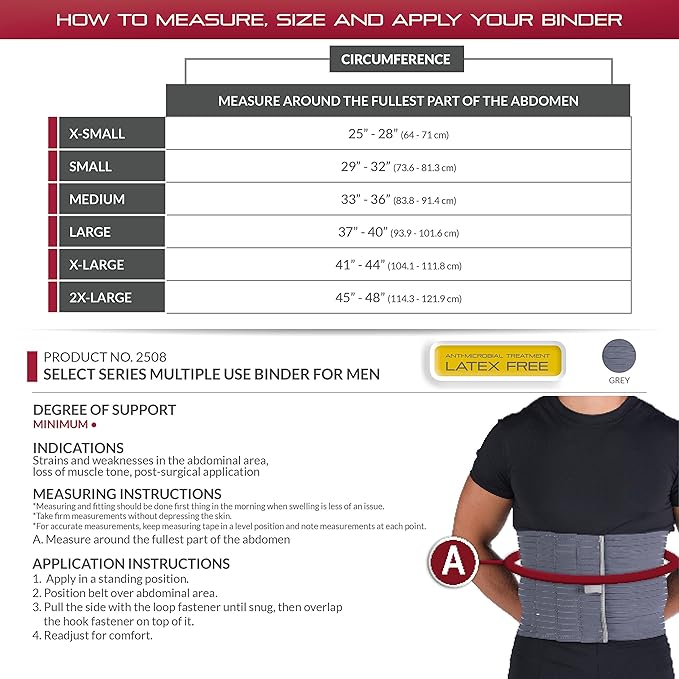 OTC Abdominal Binder for Men, Ribbed Elastic Compression, Select Series - Image 2